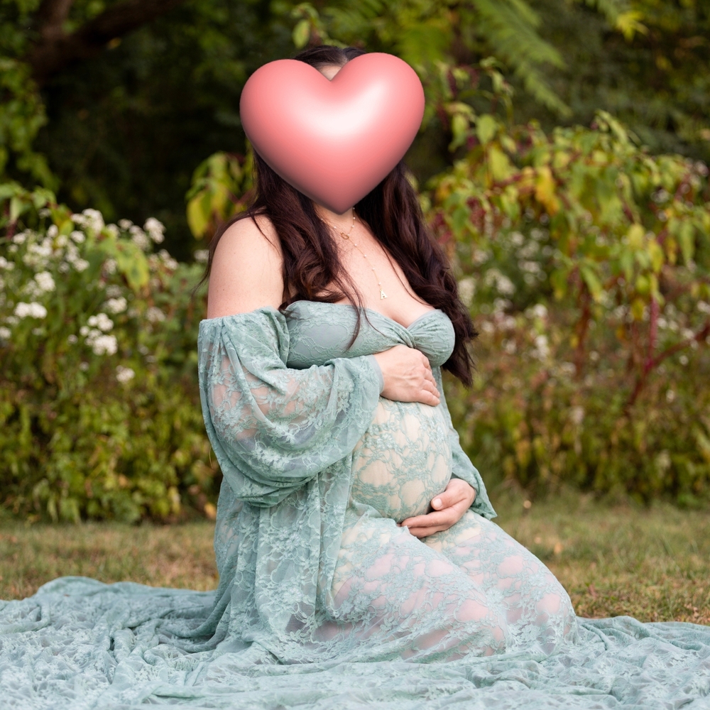 Elegant Lace Maternity Gown in Sage Green - Picture 2 of 5